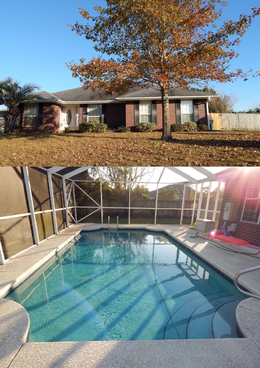 Accepting back-up Offers! POOL HOME!!!! This Lovely 4 Bedroom, 2 Bath Brick home has an Enclosed Gunite Pool!!!! The Open Concept Kitchen has a Breakfast bar that Overlooks the Great Room. The Kitchen has Oak Cabinets, Formica Counter Tops (Granite Credit with Full Price Offer!,) newer appliances, Tile Flooring, an Island Workspace and Breakfast Bar. There is a Spacious Dining room as well! The Great Room has Wood Flooring and lots of natural light! There is a Gorgeous Gunite (concrete)in-ground pool with a screen enclosure! The Master Suite has His and Hers walk-in closets, Upgraded Double Vanities with Quartz Countertops, Tile Flooring and a large tub/Shower combo. The Three Guest Bedrooms are nicely sized! The Guest Bath is also upgraded and has