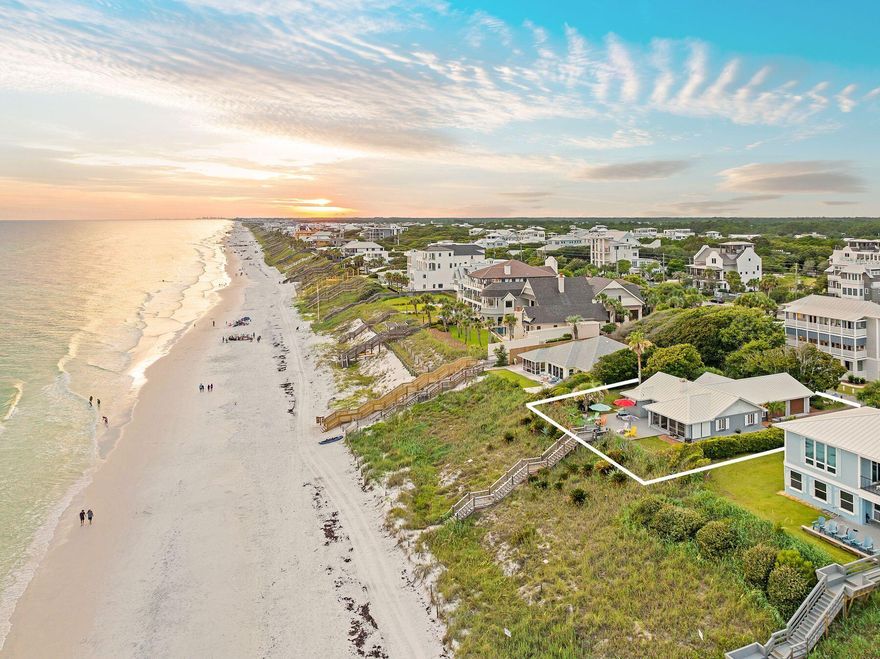 Tucked along one of the most iconic and tightly held stretches of Old Seagrove Beach, 58 Montgomery Street offers something increasingly rare on 30A. A Gulf front property with an impressive 90 feet of frontage on the Emerald Coast. Montgomery Street is home to just 15 Gulf front properties, each unique in architecture and character, and most held by longtime owners. It is a street where legacy and location matter more than flash, a quiet and coveted lane where properties rarely change hands. There is an existing home is single level with 3 bedrooms and 3 bathrooms, comfortably laid out with multiple living areas, a screened porch, and one of the most peaceful sunset backdrops anywhere on 30A.