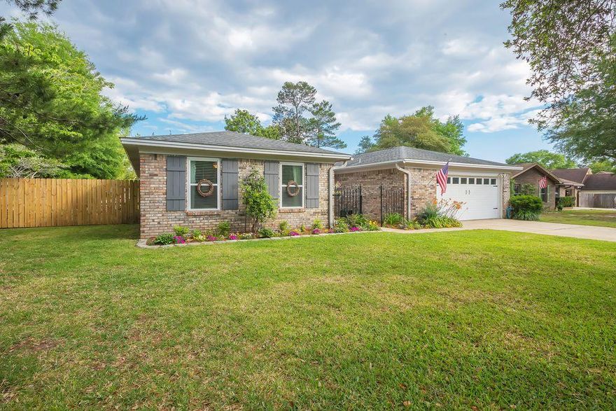 Must see! Fully renovated, move-in ready home in Bluewater Bay zoned for top-rated Bluewater Elementary. Gorgeous all brick home with a spacious split floor plan and a long list of updated features! Tile/Pergo flooring throughout, family room and office/bonus room have beautiful custom built ins. Kitchen showcases a fireclay farmhouse sink, silestone countertops and new cabinetry. New vanities, industrial shelving, light fixtures, tile, and commodes in both bathrooms. Newly installed impact resistant vinyl windows with matching sliding glass door. Spacious closets for a home this size; master has his & hers closets as well as shoe/linen storage. Architectural shingle roof installed in 2008. HVAC replaced in 2013 with a 10-year transferable warranty with last inspection in April 2018