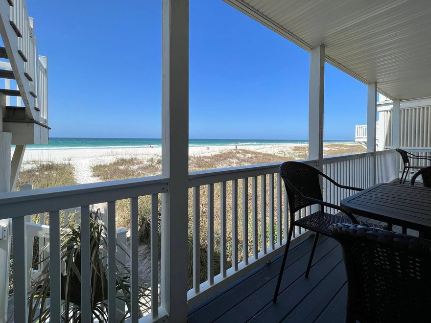 SELLER IS ACCEPTING BACK UP OFFERS. Harbur Arms - is located on the quiet end of the sparkling clear waters of Panama City Beach! Location, location, location, and low-density west end area of the beach!  A rare opportunity on the fully renovated gulf-front condo! This wonderful 11-unit complex is popular with its owners and guests due to its wonderful location, size, and proximity to the gulf. Great beachfront easy access from this convenient ground floor condo with direct beach access from the gulf front sliding doors straight out to the beach. Unit 3 has been completely renovated with a new kitchen bathroom, flooring, paint, and shiplap siding and is tastefully furnished. (new ac 2021)