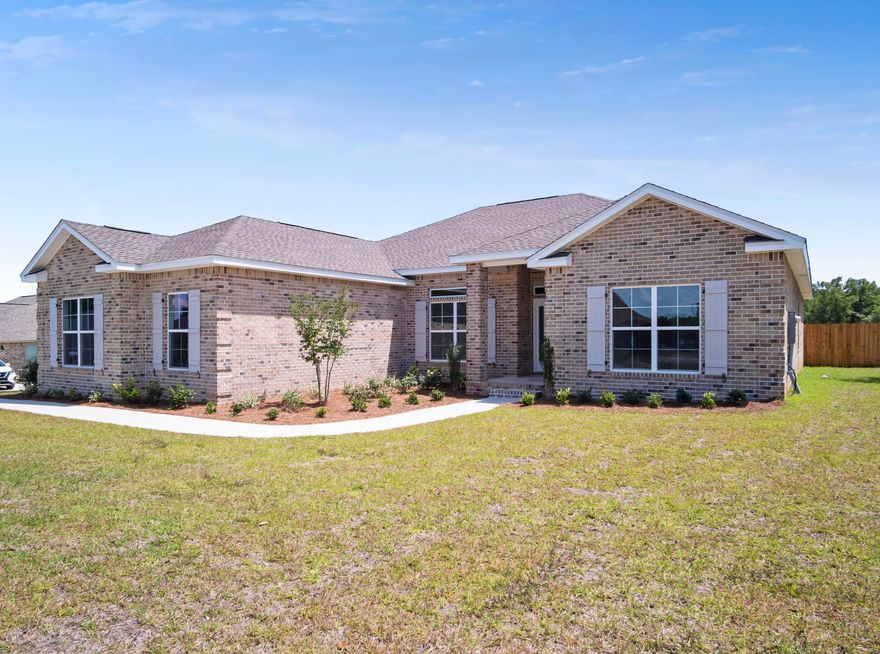Just WOW! This NEW all brick home has 4 beds, 3 full baths, separate office, on a 1/2 acre lot. Kitchen is huge, with quartz countertops, custom cabinets, and stainless steel appliances. Plenty of storage with TWO pantries! 4th bedroom has an en suite bathroom, and the separate office has plenty of natural light. Landscaping, window blinds, irrigation, and privacy fence included!! Builder is a multiple Parade Of Home winner. This home is move in ready!