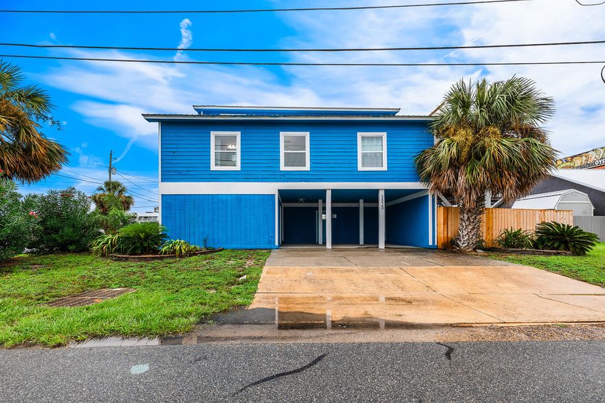 PRICE DROP!! Turn key duplex with proven rental history.  Projections of $85K - 100K Two rental units, completely renovated.  Sold fully furnished!   The studio apartment sleeps four, with a kitchenette, Murphy bed and sitting area. Upstairs, over 2000 square feet, with two primary bedroom ensuites.  Two more bedrooms share a Jack and Jill bathroom. The kitchen with it's granite countertops and island, along with the family room and  fireplace are the comfortable heart of the home!  St. Andrew State Park, beautiful beaches and incredible dining are only minutes away!  Improvements include: new solid metal roof, all new windows and doors, new and resurfaced railing and decks, new Heatpump upstairs, new mini split in the studio apartment, new water heaters, hooked up to city water and sewer
