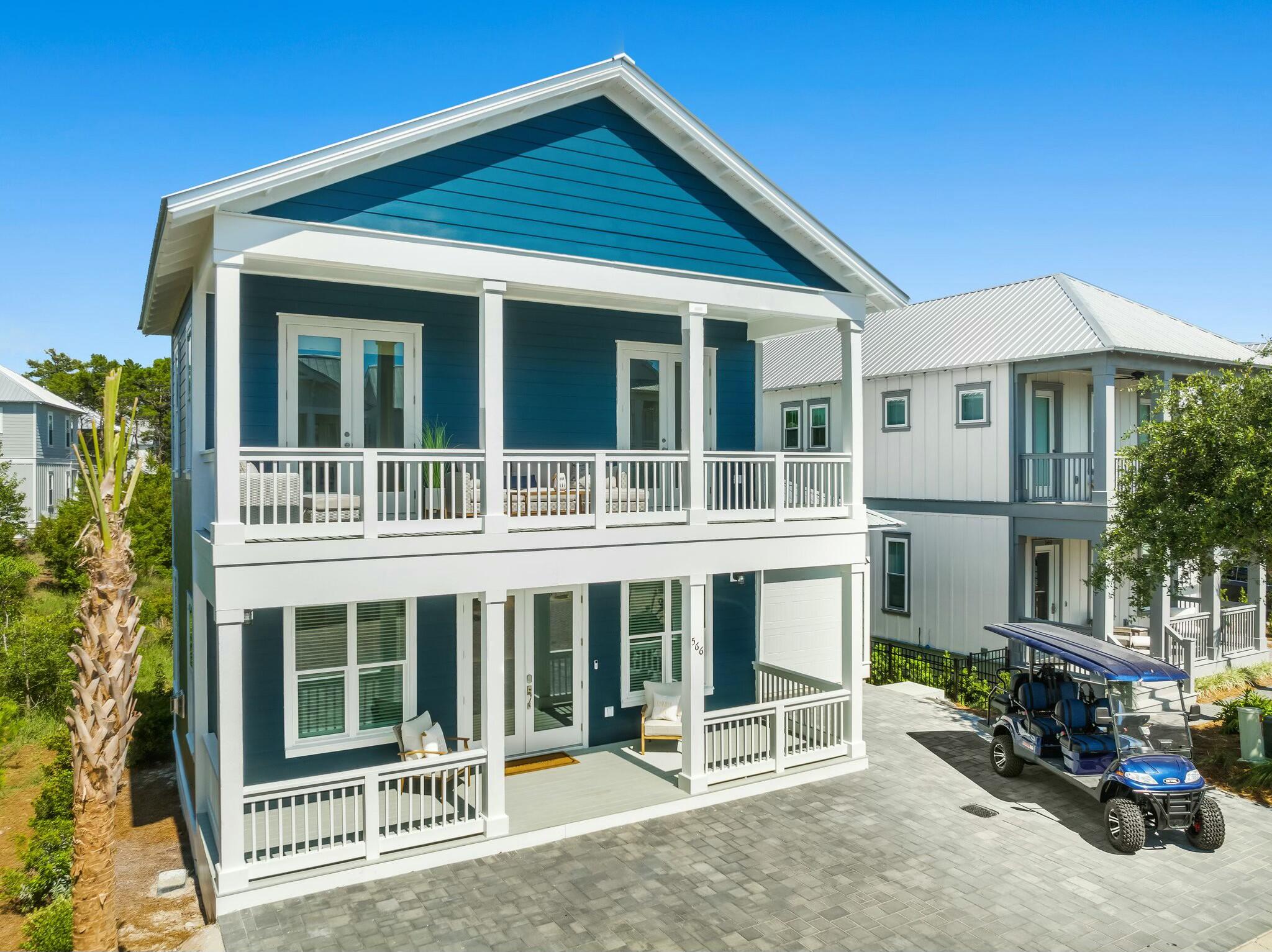 Stunning 4-Bedroom Beach House with Golf Cart - Coastal Living at Its FinestWelcome to your dream coastal retreat! This 4-bedroom, 3.5 bathroom beach house offers the perfect blend of luxury, comfort, and convenience. Nestled just steps away from the shore, this property provides breathtaking ocean views, fresh sea breezes, and the serene sounds of the waves. The living area is an open-concept design with abundant natural light and fireplace.  The living area is adjacent to the gourmet kitchen.  This kitchen is  fully equipped with stainless steel appliances, granite countertops, custom cabinetry, and a large island for entertaining.Relax in the spacious primary bedroom featuring a large balcony, en-suite bathroom with a walk in shower and double vanities. The house has an abundance of outdoor living. Expansive porches both on the front and back of the house along with huge balcony off the front  that leads to both the primary bedroom and guest room upstairs.  Explore the neighborhood and take a drive down to the beach on the golf cart that is included with the purchase of the home.

This property is ideal for those seeking a tranquil getaway, family vacation home, or and investment opportunity in a high-demand area.  Don't miss the chance to own in Blue Mountain Beach's most desirable neighborhood, Highland Park.  