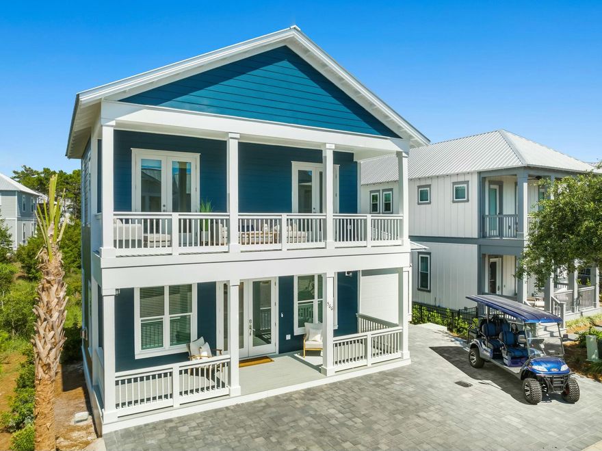 Stunning 4-Bedroom Beach House with Golf Cart - Coastal Living at Its FinestWelcome to your dream coastal retreat! This 4-bedroom, 3.5 bathroom beach house offers the perfect blend of luxury, comfort, and convenience. Nestled just steps away from the shore, this property provides breathtaking ocean views, fresh sea breezes, and the serene sounds of the waves. The living area is an open-concept design with abundant natural light and fireplace.  The living area is adjacent to the gourmet kitchen.  This kitchen is  fully equipped with stainless steel appliances, granite countertops, custom cabinetry, and a large island for entertaining.Relax in the spacious primary bedroom featuring a large balcony, en-suite bathroom with a walk in shower and double vanities. The house has an abundance of outdoor living. Expansive porches both on the front and back of the house along with huge balcony off the front  that leads to both the primary bedroom and guest room upstairs.  Explore the neighborhood and take a drive down to the beach on the golf cart that is included with the purchase of the home.

This property is ideal for those seeking a tranquil getaway, family vacation home, or and investment opportunity in a high-demand area.  Don't miss the chance to own in Blue Mountain Beach's most desirable neighborhood, Highland Park.  
