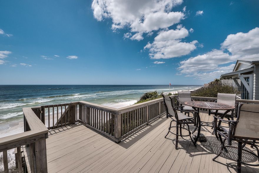 Sand Cliffs is a gated, non-rental gulf front community located a short stroll from Kaiya, Alys Beach, Seacrest and Rosemary Beach. One of the lowest priced ready to occupy Gulf Front Homes on 30a. This home is located on the highest elevation lot in Sand Cliffs Subdivision with a large gulf front deck. The home has three bedrooms, two bathrooms and a one car garage. The home has a few different options for adding an additional bedroom. This home is a must see for the person looking for a gulf front home with massive potential for increases in value with Kaiya coming on line across the street.
