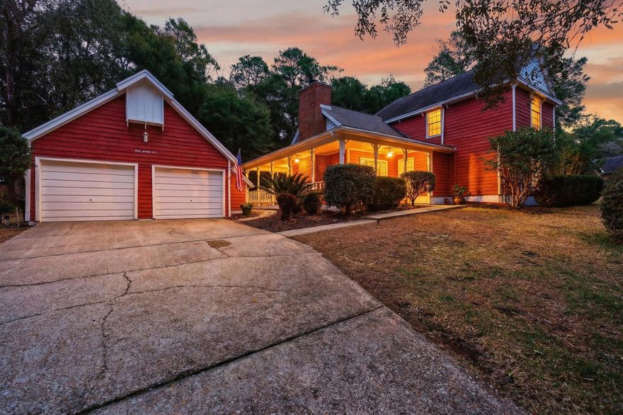 Welcome to timeless Southern charm in the highly sought-after Le Chateau community of Rocky Bayou in Niceville. Nestled on an expansive .59-acre lot backing up to peaceful green space, this Victorian-style beauty offers character, privacy, and modern updates in one unforgettable property. From the moment you arrive, the inviting wrap-around porch sets the tone -- perfect for morning coffee, evening gatherings, and effortless entertaining. Inside, soaring vaulted ceilings and a cozy wood-burning fireplace create a warm yet grand living space, accented by durable wood-look tile flooring. French doors open to your private backyard retreat featuring a sparkling gunite swimming pool with a brand-new pool pump -- ideal for enjoying Florida sunshine year-round. The lush, thoughtfully landscaped yard is a true green thumb's dream, filled with blooming flowers and natural beauty. The updated kitchen has new stainless steel appliances and modern finishes, offering both function and style. Downstairs, you'll find a spacious bedroom with an ensuite bath and its own private courtyard -- a perfect guest suite or serene primary retreat. A large utility room adds convenience and storage. Upstairs features three generously sized bedrooms. One enjoys a private bathroom, while the other two share a well-appointed full bath. A newly installed staircase banister adds a fresh touch to the home's classic charm. Additional upgrades include new insulation, a new water heater, and a transferable termite bond for peace of mind. The property also boasts a large detached two-car garage and a separate workshop in the back -- perfect for hobbies, storage, or additional workspace. Located in the private Le Chateau neighborhood with direct golf cart access to Rocky Bayou Country Club, this home is also conveniently situated near Eglin Air Force Base, Duke Field, the 7th Special Forces Group, and the EOD Naval School. This is more than just a home -- it's a lifestyle of charm, space, and convenience in one of Niceville's most desirable neighborhoods.