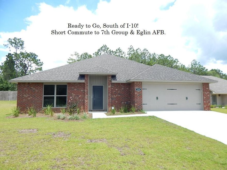 MOVE IN READY! SOUTH OF I-10. Turn Right at the 1st Red Light in Crestview to access the subdivision! Close to 7th GROUP! Buyer to verify schools and measurements as they were taken from the floor plan and the buyer should satisfy themselves as changes can occur during the construction process. Lot measurements taken from the Okaloosa County Property appraiser and/or plot plan.