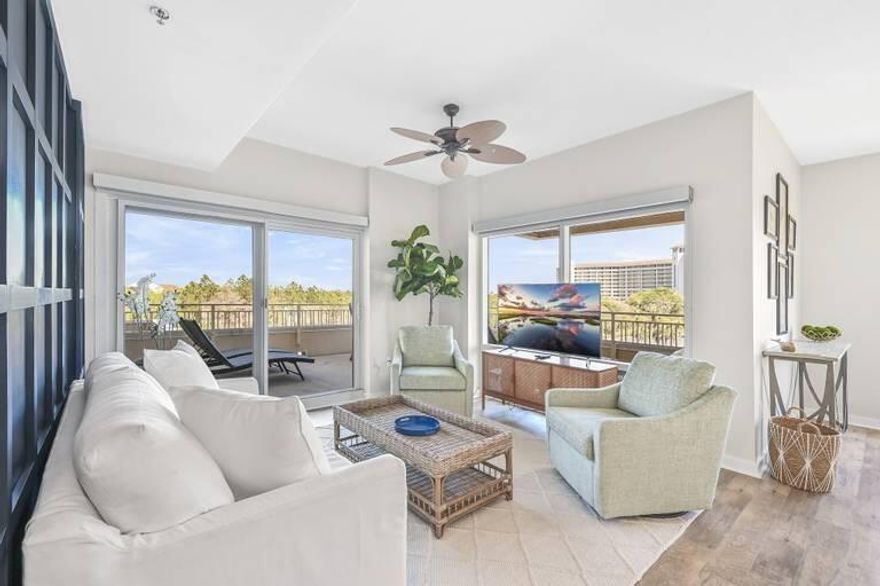 TOTALLY RENOVATED 2 Bedroom 2 bath LUAU Condo located a Short Walk to the Beach, on the 3rd floor in Luau II on the BEACH SIDE of SANDESTIN GOLF & BEACH RESORT. This 3rd Floor Condo has an OVERSIZED WRAP AROUND BALCONY with views to the east looking at the Gulf of Mexico and the beautiful Sugar White Beaches. Condo has NEW FLOORING, NEW LIGHTING, NEW PAINT, NEW WINDOW TREATMENTS, NEW APPLIANCES AND NEW FURNITURE. This condo is Set Up as a Lock Off Unit so it Rents as a 2 Bedroom, 1 Bedroom, and as a Studio. Each Condo has a Sleeper Sofa, so there's lots of Extra Sleeping space for a large family. Luau II has Wonderful Amenities: a Huge Lagoon Style Pool, Outdoor Gas Grills, an On Site FITNESS ROOM. Condo Generates STRONG RENTAL INCOME. New HVAC, Dishwasher and Microwave in 2023.