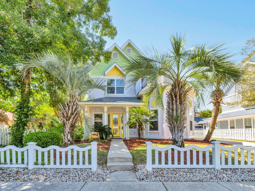 A Coastal Victorian Gem - A Home Unlike Any Other.'Nestled just three blocks from Destin's pristine beaches, this one-of-a-kind Victorian-style home offers a refreshing departure from the typical beach house. Its timeless charm, superior construction, and unrivaled location make it a standout property that blends the best of both worlds — historic elegance and modern convenience. Perched 32 feet above sea level, this home sits on one of the highest points in Destin. Enjoy serenity and privacy, yet be only moments away from the beach. With 12-foot ceilings, 10-foot doors, and 2x6 walls, this house radiates grandeur and quality. The octagonal office, with its soaring 16-foot ceiling, is an architectural masterpiece, offering a versatile space for a home office, studio, bunk room or even a 4th bedroom.  Inside, traditional touches such as wainscoting, built-in bookcases, a gas fireplace, and custom crown molding create a warm and inviting atmosphere. Espresso hardwood bamboo flooring runs throughout the home, enhancing the sense of space and light. The kitchen has been recently updated with contemporary white cabinetry, granite countertops, and stainless steel appliances. A chic breakfast bar with colorful pendant lighting adds a playful touch to the space. Whether cooking for family or entertaining guests, the kitchen is both functional and stylish. The separate garage adds value by providing parking out of the elements, extra storage and potential workspace, enhancing convenience and organization while increasing property appeal for buyers seeking this versatility.  Full-time owners and seasonal guests alike enjoy the convenient location, neighborhood pool and fish ponds Sovereign Isle has to offer.  In the last 5 years this low maintenance Victorian gem has received a new refrigerator and stove-2025, a/c, water heater and dishwasher along with a new roof in 2022.   Be sure to take a look at the virtual tour for the floor plan.