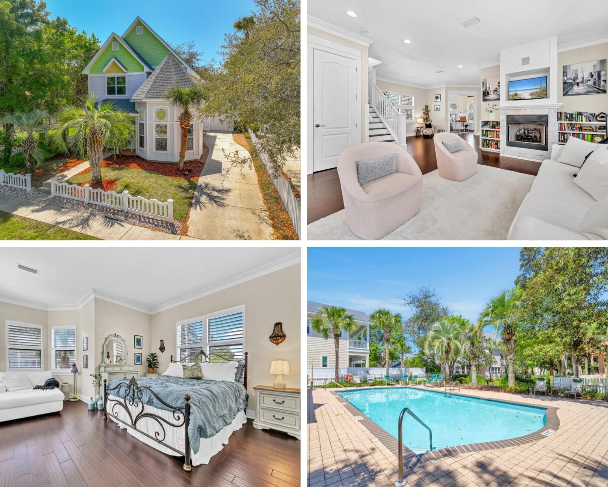 A Coastal Victorian Gem - A Home Unlike Any Other.'Nestled just three blocks from Destin's pristine beaches, this one-of-a-kind Victorian-style home offers a refreshing departure from the typical beach house. Its timeless charm, superior construction, and unrivaled location make it a standout property that blends the best of both worlds -- historic elegance and modern convenience. Perched 32 feet above sea level, this home sits on one of the highest points in Destin. Enjoy serenity and privacy, yet be only moments away from the beach. With 12-foot ceilings, 10-foot doors, and 2x6 walls, this house radiates grandeur and quality. The octagonal office, with its soaring 16-foot ceiling, is an architectural masterpiece, offering a versatile space for a home office, studio, bunk room or even a 4th bedroom. Inside, traditional touches such as wainscoting, built-in bookcases, a gas fireplace, and custom crown molding create a warm and inviting atmosphere. Espresso hardwood bamboo flooring runs throughout the home, enhancing the sense of space and light. The kitchen has been recently updated with contemporary white cabinetry, granite countertops, and stainless steel appliances. A chic breakfast bar with colorful pendant lighting adds a playful touch to the space. Whether cooking for family or entertaining guests, the kitchen is both functional and stylish. The separate garage adds value by providing parking out of the elements, extra storage and potential workspace, enhancing convenience and organization while increasing property appeal for buyers seeking this versatility. Full-time owners and seasonal guests alike enjoy the convenient location, neighborhood pool and fish ponds Sovereign Isle has to offer. In the last 5 years this low maintenance Victorian gem has received a new refrigerator and stove-2025, a/c, water heater and dishwasher along with a new roof in 2022. Come see for yourself.