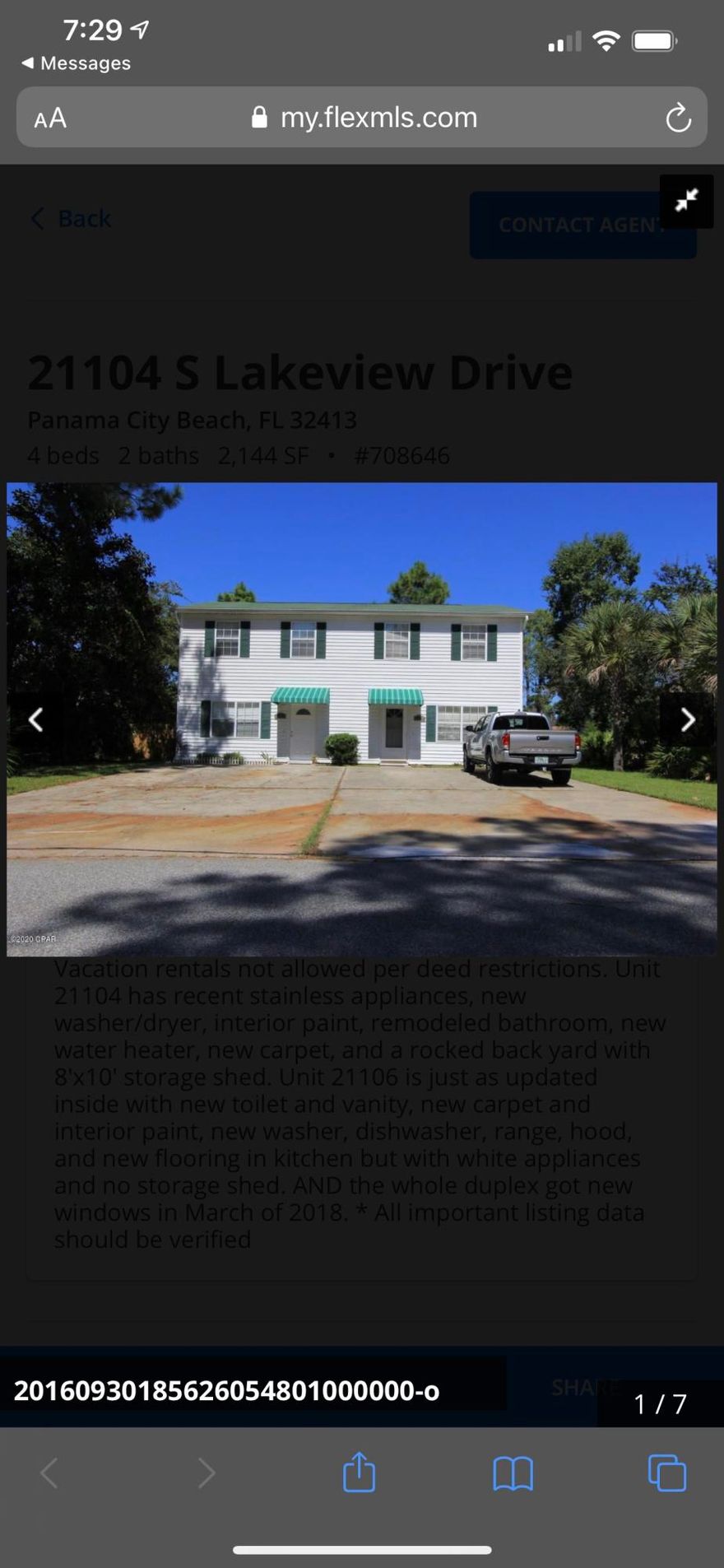 Investment Opportunity!! Occupied DUPLEX on the West end of Panama City Beach in the Gulf Vista community. Both units have recently been updated and contain two bedrooms and one bath each. Vacation rentals not allowed per deed restrictions. Unit 21104 has recent stainless appliances, new washer/dryer, interior paint, remodeled bathroom, new water heater, new carpet, and a rocked back yard with 8'x10' storage shed. Unit 21106 is just as updated inside with new toilet and vanity, new carpet and interior paint, new washer, dishwasher, range, hood, and new flooring in kitchen but with white appliances and no storage shed. AND the whole duplex got new windows in March of 2018. * All important listing data should be verified