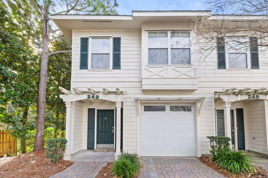 Welcome home to the heart of Destin! This adorable 3 bedroom, 2.5 bath Old Bay Village end-unit townhome is conveniently located to all Destin has to offer and is only 2 miles from the closest public beach. The spacious living/dining room combo is open and light, with an entrance to the large covered back patio, allowing entertaining or relaxation to extend to the backyard. The kitchen features granite counters, stainless appliances, and a dedicated pantry. A half bath is located on the first floor, and all bedrooms, laundry and 2 full bathrooms are upstairs. The master bedroom is generous with a sizeable walk-in closet.  Quality construction with Hardi-Board siding, metal roof, and brick paver driveway. There's so much to love about this unit! *New water heater installed!