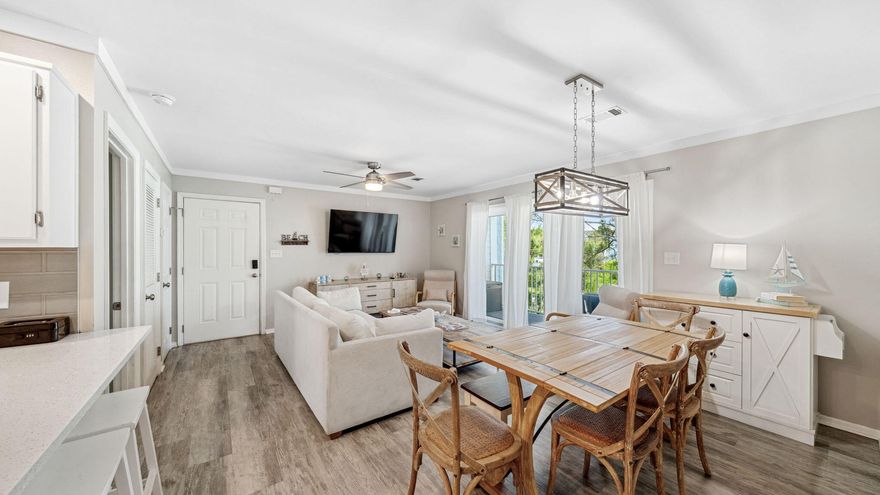 South of 30A!Welcome to the largest floor plan in Beachside Villas--a beautifully renovated 3-bedroom, 2.5-bath condo just steps from the beach. This fully furnished unit features quartz countertops, luxury vinyl plank (LVP) flooring throughout, and a spacious private balcony accessible from both the primary suite and living room. Enjoy your morning coffee in the sun or relax in the cool afternoon shade with views of the peaceful sandy landscape.A generous 6' x 9' balcony storage closet offers ample space for beach chairs, bikes, and more. Inside, you'll find a convenient stackable washer and dryer. The community amenities include two pools, tennis courts, pickleball, and shuffleboard. Only a short walk to Eastern Lake, perfect for family-friendly fun like paddleboarding or wading. Whether you're looking for an investment opportunity or a relaxing family getaway, this condo delivers.
And when you're ready to explore, you're minutes away from all the East end of 30A has to offerboutique shopping, great restaurants, live music, walking trails, and scenic bike paths.