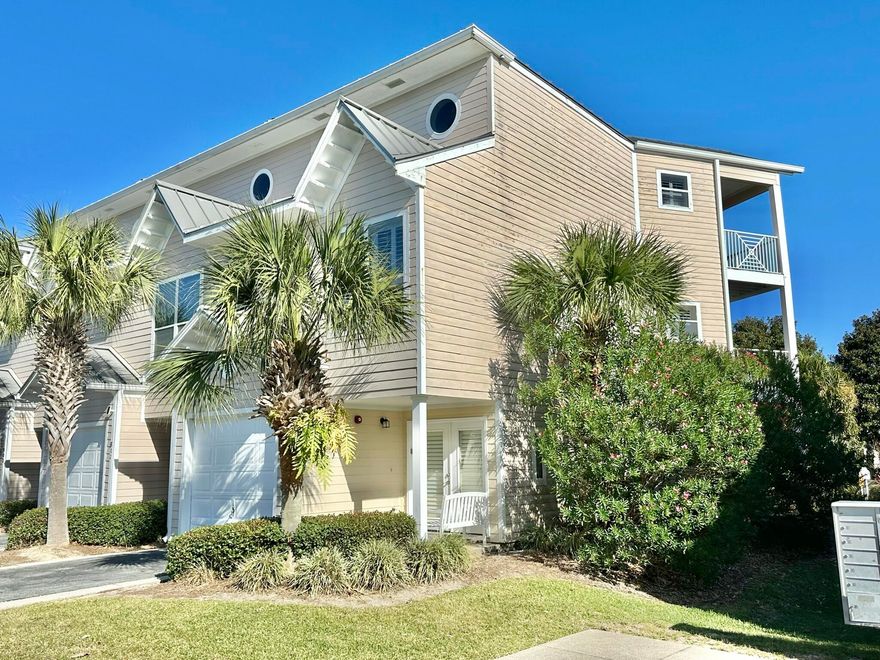 Short Term Rentals allowed! Projected rental income $80,000. Low HOA fees, private beach access steps from the unit and  a  community pool.Live the beach life in this end-unit, three-story townhouse across the street from the beach! Each floor has a bedroom, a full bath  and a big balcony making it a great rental. The third-floor master bedroom has a king bed , 50'' TV, compact kitchen with a refrigerator, microwave and coffee maker . desk and sofa. The main living area on the 2nd floor has a full kitchen, living room and dining room, plus a sleeper sofa and a bunk room     The first floor features another master suite with king bed, a private patio, full bath, laundry and a garage. Beach Pointe is a great place for a 2nd home with the plus of rental income , low fees and a new A/C too.