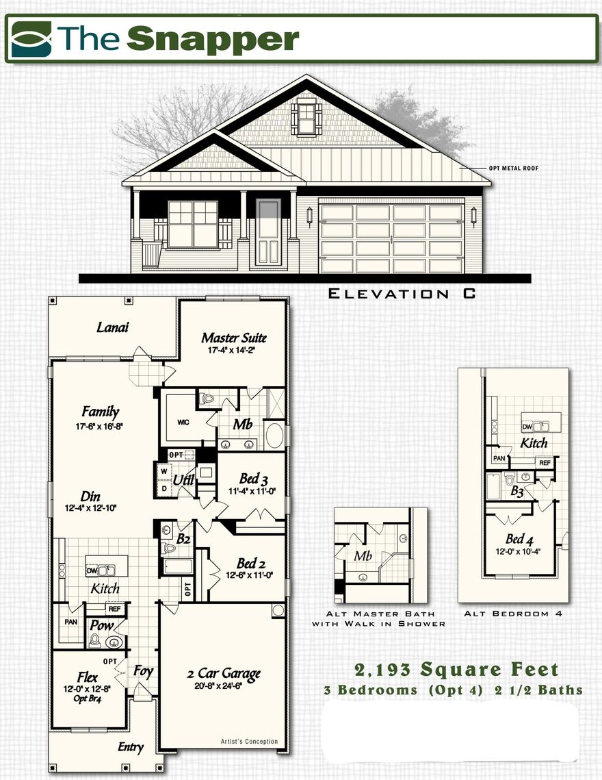 Pre-sold home The Snapper plan has 2,193 square feet, three bedroom, 2.5 baths plus flex room with stained glass double doors. Brick exterior, low E-vinyl windows, covered rear porch and a 2 car garage. Interior finishings include, 9' ceilings, granite counter tops, laminate, tile, crown molding, cased windows and openings. Upgrades include laminate in the master bedroom, 2 additional bedrooms and flex, floor plug in living room, ceiling fan at lanai, fence, 2'' faux blinds, and laundry room sink with lower cabinets. Natural gas range and Rannai tank water heater. Stainless Frigidaire appliances, tiled shower and tub deck in master bath. Hammock Bay is a 3,200 acre master planned development which offers a clubhouse, movie theater, pools, workout facility, nature trails and a pet park.