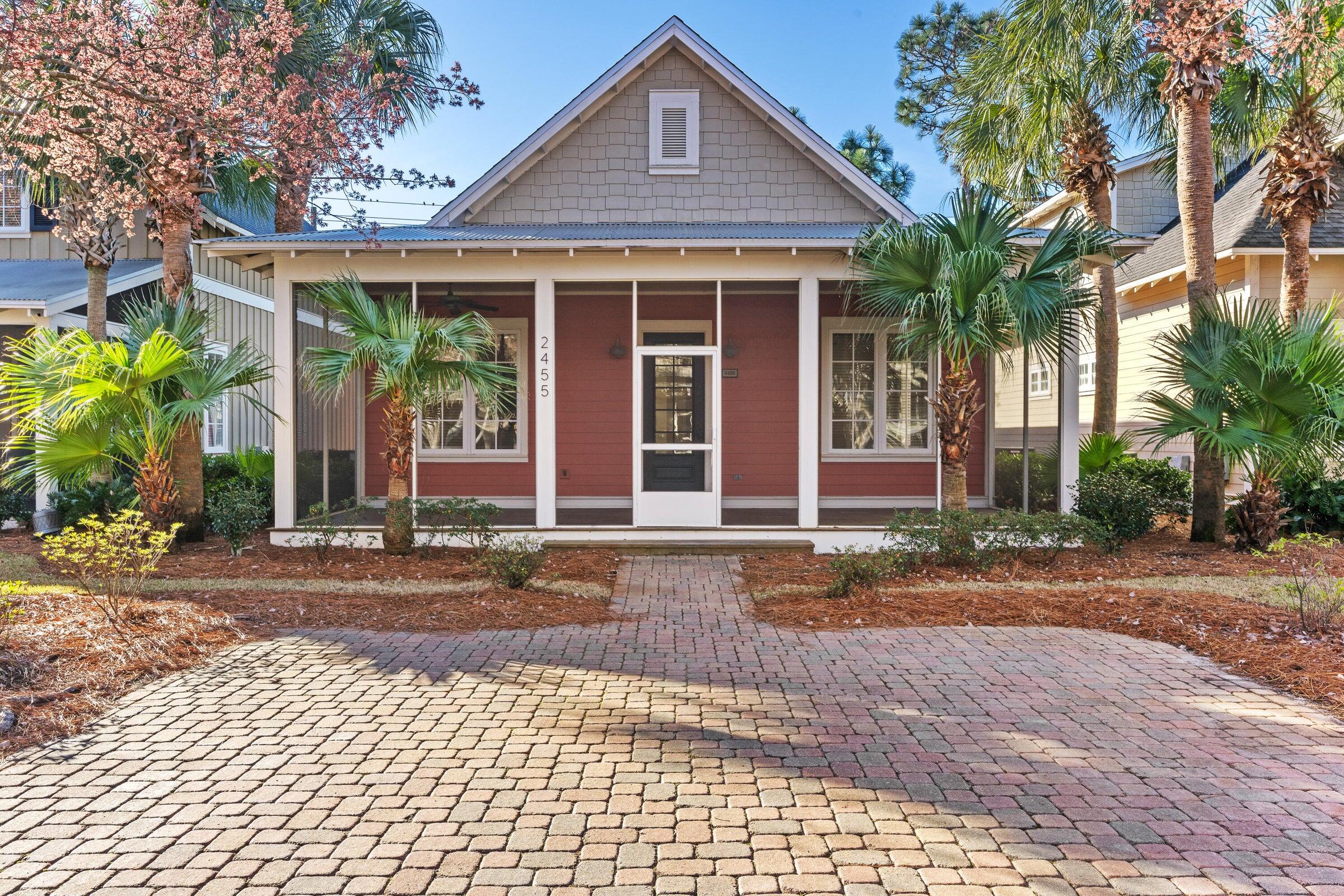 Lovely single story Florida cottage located in the picturesque Bungalos neighborhood within the gates of Sandestin Golf & Beach Resort. This home has charming curb appeal with a welcoming front porch and paver driveway. Tile floors extend throughout the common areas and all 3 bedrooms have new LVP flooring, ideal for sandy beach living & easy maintenance.  The kitchen features granite countertops, stainless steel appliances, and ample cabinets. There is a full laundry with built-in shelves for additional storage as well as an outside storage shed at the back of the home. The open floor concept and 10' ceilings give the home a spacious feel. All 3 bedrooms are generous in size and the master bathroom offers double vanities and a walk-in closet & shower. The home is just steps away from the  community pool and is just a short drive from The Village of Baytowne Wharf which is a pedestrian village offering several great restaurants, retail shops, and fun entertainment options for the whole family. Whether you are sunbathing on the beach, refining your golf swing, indulging in retail therapy, or feeling the gulf breeze on a bike ride, you will find that time slows down here. Come relax and enjoy the resort lifestyle at Sandestin Golf and Beach Resort and discover the extraordinary beauty of the Emerald Coast!
