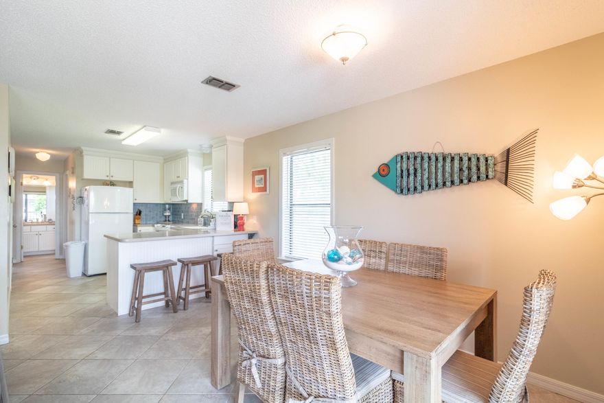 Beautifully furnished 3 bedroom, two bath condo in the heart of Seagrove, next to Seaside. This third floor end unit is incredibly private. Beachwood Villas is a meticulously maintained complex with easy access to the beach,(across the street) and restaurants. This condo complex has pools, tennis courts, shuffleboard, barbecue grill, playground which all add to it's great appeal. Comfortably sleeps 8. New refrigerator, new Pottery Barn slipcovers, new draperies, new toilet.