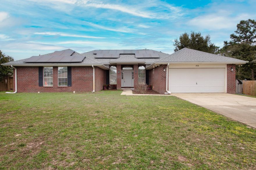 Spacious home in Navarre. As one walks through this well sized home, they will see a formal dining room on right and a large office on left. Continuing through into a grand living room area, a massive eat in kitchen with granite countertops, coffee bar, built in wine refrigerator, island, farmhouse sink, and white cabinets. The laundry features plenty of storage as well as a spacious pantry. This home is extremely energy efficient featuring solar panels as well as energy efficient appliances and lighting throughout. The additional bedrooms are all well sized with oversized closets for additional storage, the primary bedroom is also well sized, along with the renovated primary bathroom which features a separate tub shower, double vanities, and good-sized walk-in closet.