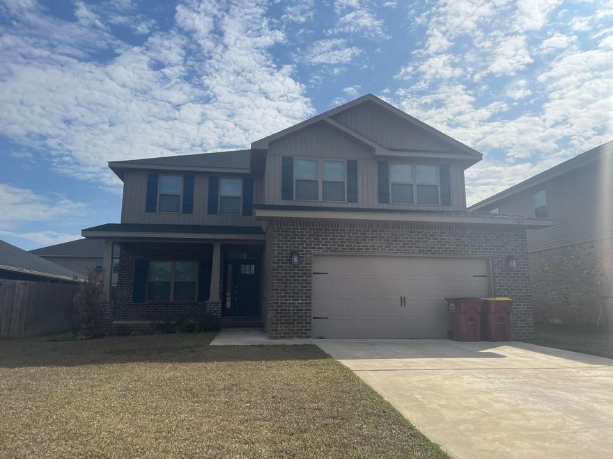 Take a look at all this 2628 sqft home has to offer! Plenty of space with 5 bedrooms and 3.5 bathrooms! Great floor plan with living, dining, and kitchen open to one another. Kitchen has a large island, tons of cabinets, and stainless-steel appliances. The primary suite is on the 1st floor with 4 additional bedrooms, two full bathrooms, laundry room, AND a large bonus room upstairs. There is a covered patio and privacy fenced yard out back. Enjoy the community pool conveniently located just around the corner.