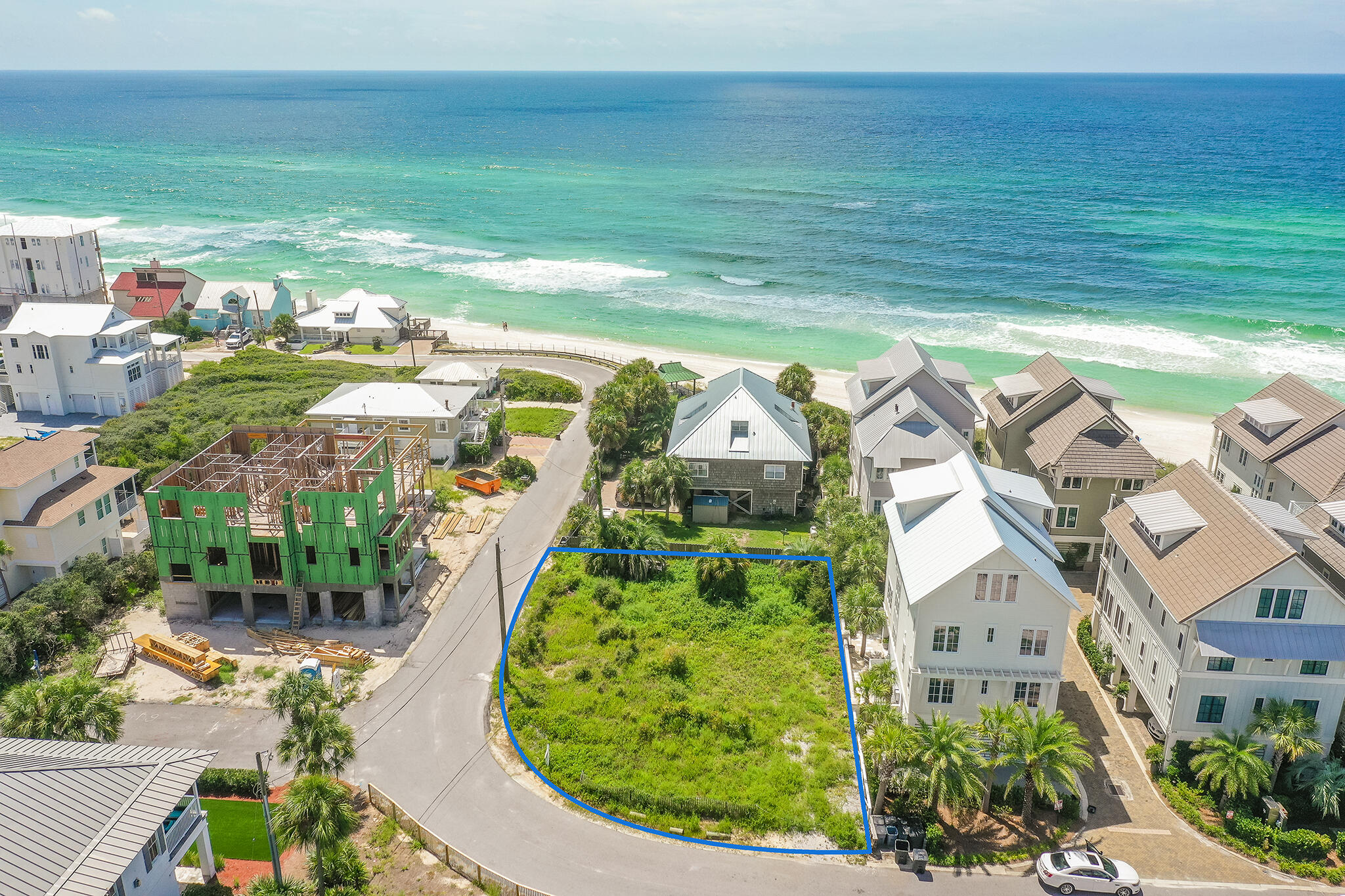 This prime corner homesite is prominently located just steps from Rosemary Beach. Offering stunning gulf views and custom designed Architectural plans by the renowned Braulio Casas Architects boasting over 6,000+ sq. ft, 4 stories, and influenced by Alys Beach's Bermudan style. This premier homesite is situated just one tier off the Gulf of Mexico in Inlet Beach. Investors, there is no build out time or HOA fees making this an exceptional opportunity to land invest or build this amazing home now.