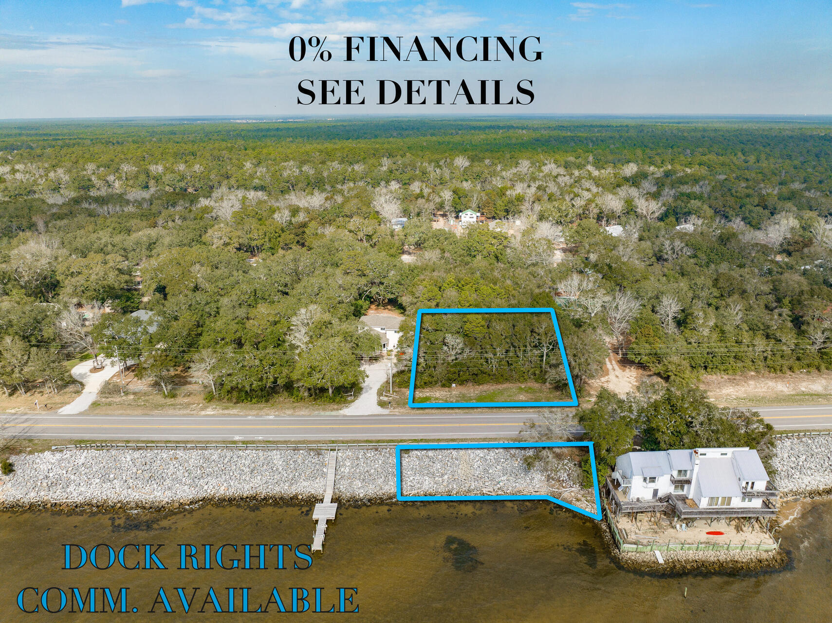 GREAT OPPORTUNITY FOR INVESTOR, DEVELOPER, OR END USER WITH SELLER FINANCING on this large waterfront facing lot on Hwy 20 in Choctaw Beach. A large portion of this lot is on north of Hwy 20 and a smaller portion is bay front with dock rights. Zoned residential, but can be used with some commercial uses as home office type business with a 25% floor ration on home square footage. Seller financing available and avoid the banks and save closing fees. SELLER FINANCING DETAILS:1st year 0% only for first 6month and 4% interest only second 6 months; Year 2 - 5% P&I; Year 3- 5% P&I; Year 4 - 6% P&I; Year 5-6% P&I with balloon payment. No prepayment penalty