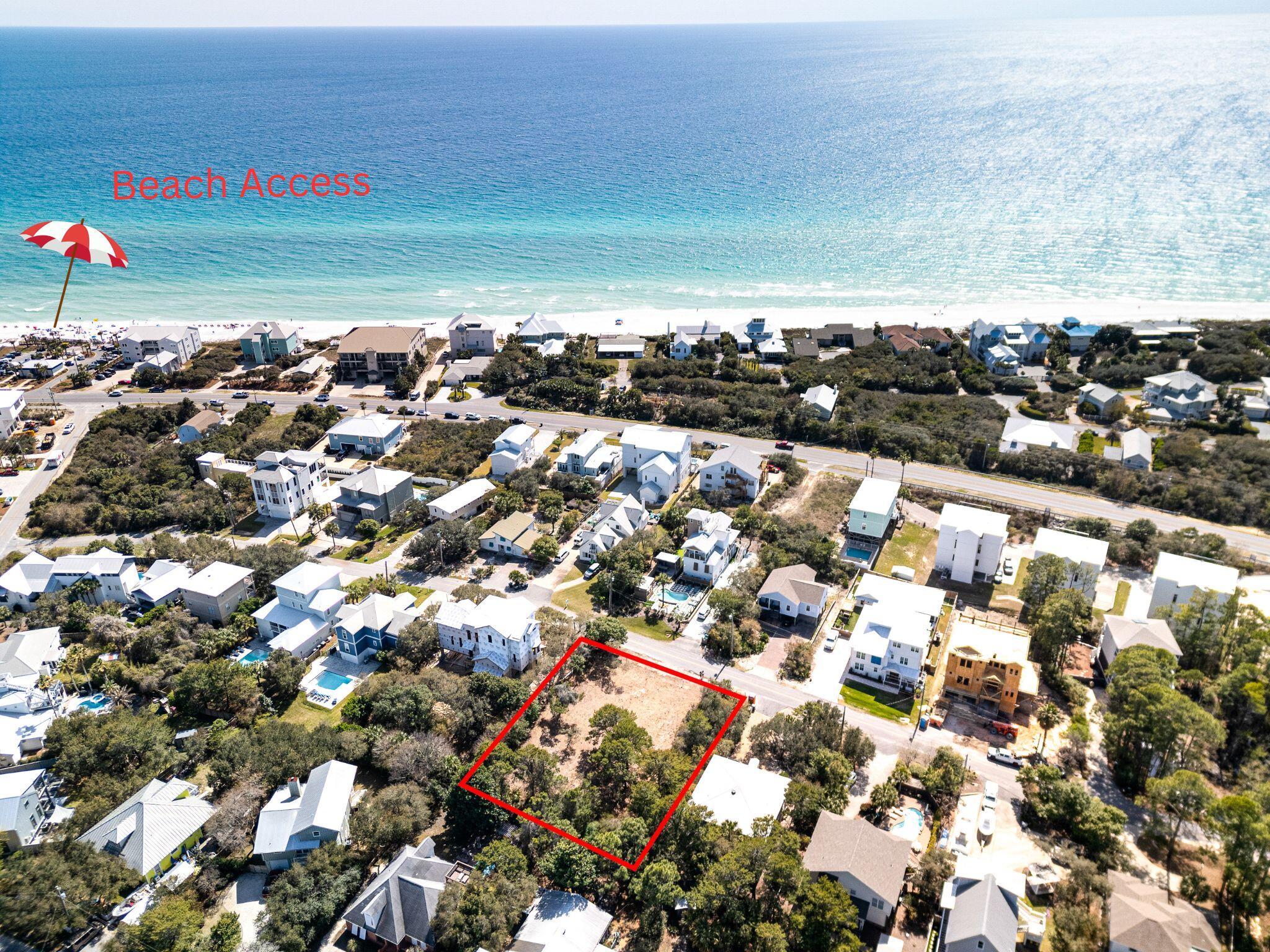 This 0.34-acre gem along Scenic 30A is perched high and dry atop a hill on Baird Road, 1 block north of 30A and 35 feet above sea level. It offers breathtaking Gulf views from a building elevation of 35 feet and above. Just a short walk from Dune Allen Regional Beach Access, this spacious, no HOA lot is perfect for a custom masterpiece or a high-income investment property. Enjoy the coastal charm of 30A's west end, with an abundance of public beach accesses, restaurants, shopping, and live music nearby. Large, elevated scenic lots like this one are a rarity--don't miss your chance to claim this slice of paradise before it's gone. Let your dream come true!