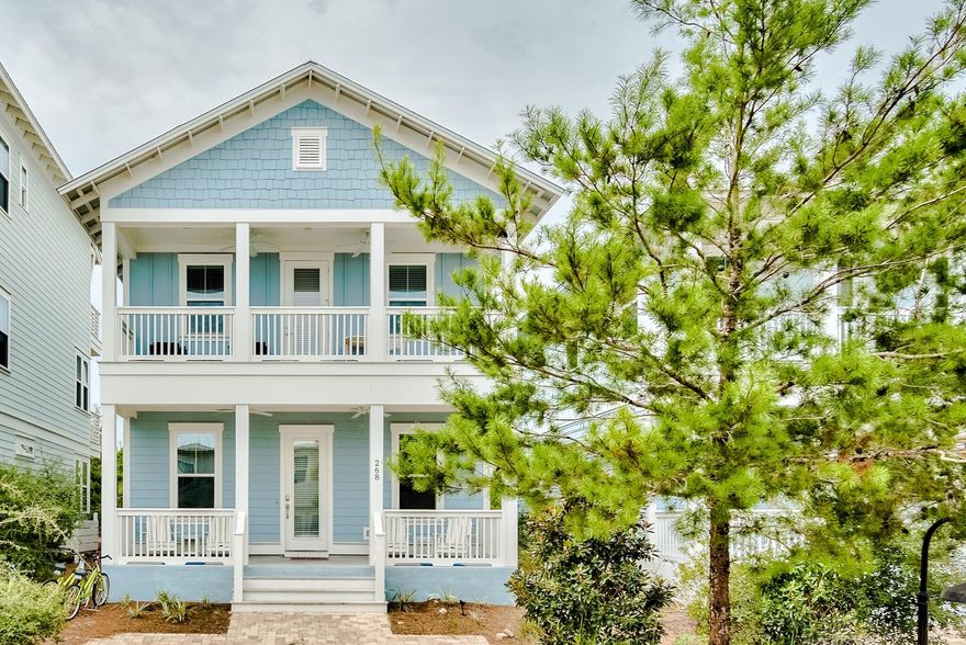 This beautiful Beach House is located in the heart of Highland Parks and backs up to the resort style pool.   Highland Parks is a highly desirable community because of it's amazing pool, hot tub and huge outdoor kitchen.  There is a 4 story tower offering beautiful gulf views & sunsets.  This 3 bed/3 bath comes fully furnished & turn key ready for investment, primary or secondary use.  The 3 covered porches  allow for quiet time relaxing and/or watching all of the resort style pool activities.   High end finishes include hardwood floors, beautiful kitchen backsplash, tons of storage, and a premium lot location.   Walking trail through the state forest takes you to Blue Mountain Beach access within a 20 minute walk.   Golf Cart to the beach in less than 10 min.   Don't miss this one.