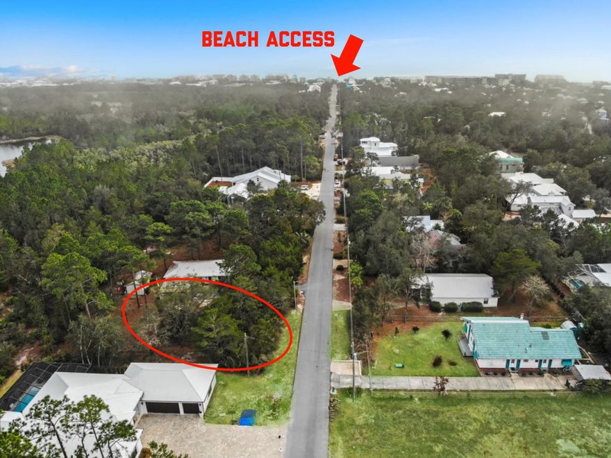 Location, location, location! Quiet street right off of 30A with minimal traffic and close proximity to area neighborhoods and attractions. Public beach access is just down the street (at the end of Seacrest Drive). Nestled in between Camp Creek Lake and Camp Creek Golf Course, this lot backs directly up to the golf course. This lot provides enough space to construct a single family home and the opportunity to build 2 dwellings on 1 Lot!! Great location near the communities of Alys Beach and Rosemary Beach, you can easily walk or bike along the bike access to enjoy neighborhood restaurants, shopping, and entertainment! Enjoy what this wonderful area has to offer, with quick and convenient access to HWY 98.