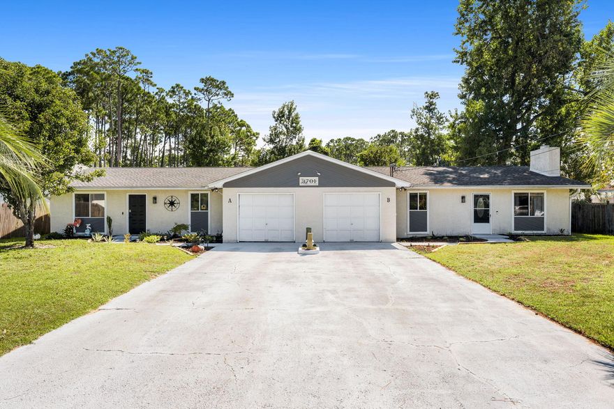ATTENTION INVESTORS! This well-maintained duplex features over 1,400 sq/ft, 3 bedrooms, 2 baths, storage garage, and large fenced backyard - ON EACH SIDE! This is an excellent opportunity for investors or owner-occupants, Live in one side and let the other side cover your expenses or rent out both sides. No HOA and no required flood insurance. Lots of upgrades in the past few years including new AC units, new hot water heaters, new appliances, sinks, toilets, ceiling fans, and new fencing. This property was connected to city sewer in 2018, so no septic to worry about. Located near the Navy Base, the beach, boating, dining and shopping spots of Panama City Beach, this duplex sits in a high-demand area for long-term renters. Don't miss this turnkey investment opportunity! Call today!