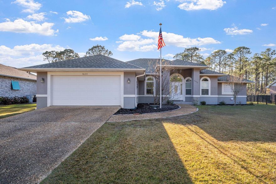 Seller is offering Concessions with acceptable offer!Welcome to peaceful bayside living just minutes from I-10--where every sunset feels like a private show. This spacious home sits on half of an acre and features unobstructed views of Pensacola Bay. The true centerpiece? A sprawling 1,000 sq. ft. custom deck with a charming pergola--perfect for relaxing, entertaining, and soaking in stunning sunsets over the water.Surrounded by nature and tucked away in a quiet, non-HOA neighborhood, serenity is yours. The backyard is a lush haven for plant lovers, with a wide variety of species to enjoy in a tranquil setting. Inside, the open layout features soaring ceilings, beautiful wood floors, and oversized windows that bring the bayfront views inside.The kitchen shines with custom inset cabin  cabinetry and stainless steel appliances, flowing seamlessly into a generous living area and sunroom that capture morning light and evening colors. A private master suite offers garden tub, walk-in closets, and quiet retreat from the rest of the home. You will certainly enjoy the separate dining space, split floor plan, and large garage. 
Other highlights include:
" Fresh interior paint living room, primary suite, laundry
" New windows in rear of home, front windows are only a few years old.
" Roof (2021)
" Updated appliances (Fridge, dishwasher 2024; stove 2018)
Just 1/4 mile from a public boat marina and no HOA restrictions. bring your kayaks, paddleboards, or boat and live the waterfront dream. In proximity to NAS Pensacola & Whiting Field!!
Seller is offering a rate buy-down or concessions with acceptable offer.