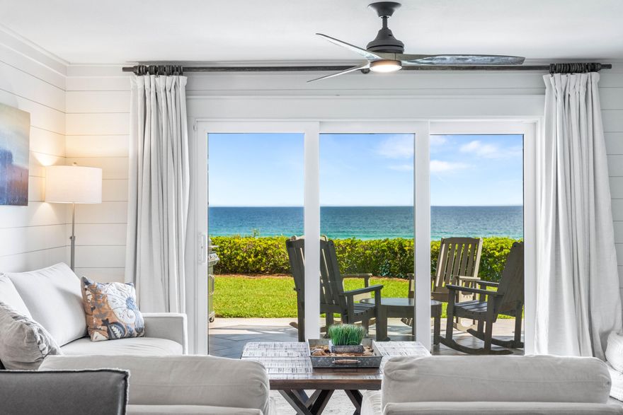 Newly renovated Gulf Front townhome with DEDICATED BEACH ACCESS and phenomenal unobstructed gulf views! Sea Shadows 4 is nestled in Seacrest, within close proximity to neighboring communities of Rosemary Beach, Alys Beach and WaterSound. Located South of 30A, this Gulf Front Townhome features shiplap accent walls, LVP flooring throughout, quartz countertops and jaw dropping views. The first floor features an open floor plan with the kitchen, dining and living areas all overlooking the endless view of the Gulf. The Primary Bedroom is Gulf Front. Being on the 2nd floor, it has even more breathtaking views of the Gulf and beach. The primary bedroom features it's own private balcony with sitting area and an ensuite bath. Upstairs you'll also find a guest bedroom and a full bathroom with a shower/tub combo. Step out the door from the living room and the steps to the beach are just right in front of you, creating ease of access for you and your guests, to and from the beach. An outdoor shower is conveniently located on the back patio for a quick rinse before heading back inside. Offered fully furnished with proven rental capabilities, this turnkey unit is ready to be your own vacation rental, second home or even full time residence!