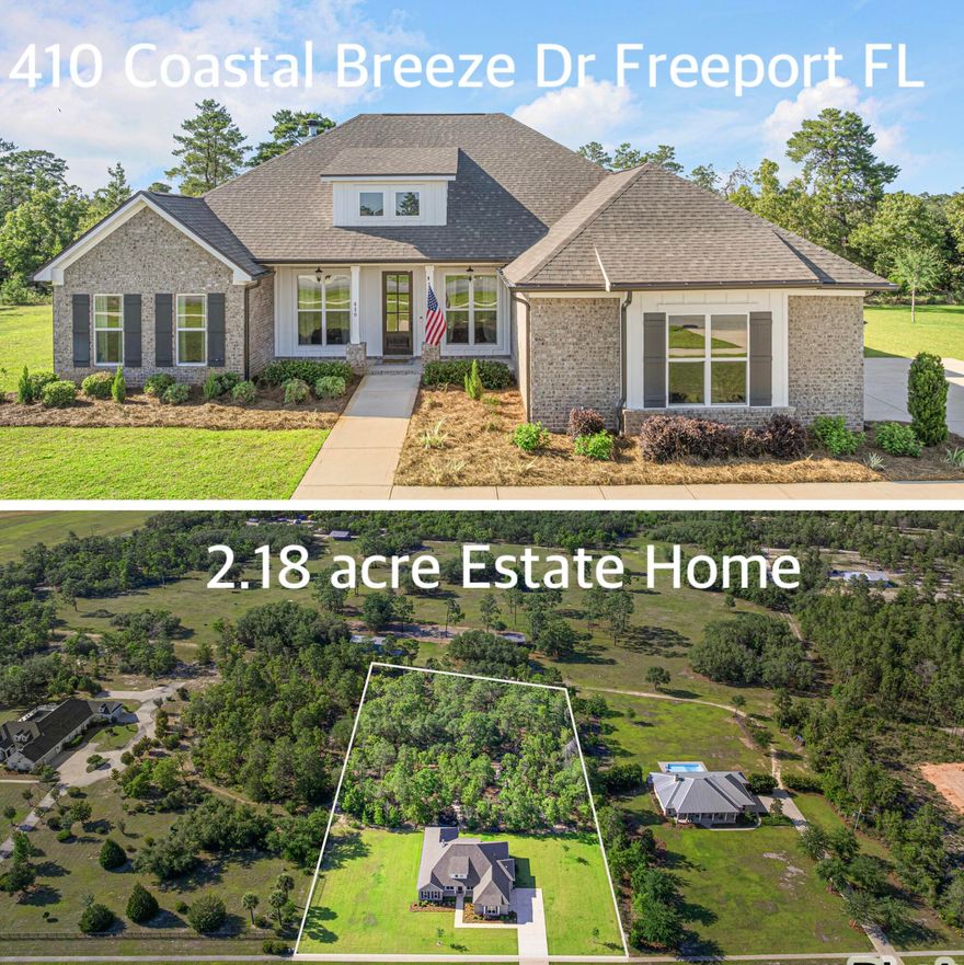 Nestled within the prestigious Windswept Estates, this exceptional 4 bed 3 bath residence offers a refined living experience. Built in 2022 by Truland Homes, this masterpiece of modern design sits on a sprawling 2.18 acre estate. The SMART home has an open and versatile floor plan, ideal for family moments and entertaining. The primary suite, a true sanctuary, features a spacious layout offering endless possibilities for relaxation. The interior boast custom finishes throughout. Step outside to discover an outdoor oasis, perfect for enjoying the beautiful surroundings. With over an acre of nature just outside your back door, you have a preserve like feel. Take nature walks to observe all the natural flora and fauna of the panhandle as you experience true privacy on this premiere lot.