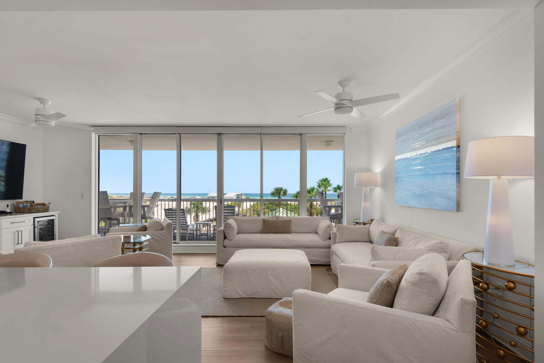 Located on the 3rd floor of the exclusive, rental-restricted St. Barth at Silver Shells, this highly desirable gulf-facing condominium offers stunning views and upscale coastal living at its best. At 1569 sq. ft., this totally remodeled 2 bedroom 2 1/2 bath unit easily sleeps 8+. The living/dining kitchen area, framed by floor to ceiling windows, provides breathtaking gulf views and opens to a 318 sq. ft. terrace. The split-bedroom floor plan, both with ensuite baths, also provides great views, ultimate privacy and terrace access. The master suite features a walk-in closet and spacious bathroom with a double vanity, tub, separate shower, and private water closet. The guest bedroom with full bath has 2 sleeping areas, one with XL twin bunks and the second with a queen over a king bed and are separated by a barn door when needed for privacy. In addition, there is a half bath and separate laundry room. This condo is sold furnished with some exclusions. The condo was gutted and totally remodeled in 2021. At that time, all systems, appliances, fixtures, flooring, etc. were replaced. Remote-controlled solar shades were also added to every window. St. Barth is a short-term rental restricted building nestled within the prestigious 31-acre gated community of Silver Shells Beach Resort & Spa. The building is bordered by the pristine Henderson Beach State Park to the east. St. Barth amenities include a lovely lobby, private pool and hot tub, outdoor grill area, climate-controlled storage, garage parking and a guest suite. Silver Shells is a 27+ acre guarded & gated resort with over 1000 ft. of beach frontage. Amenities include: the lagoon pool with kiddie pool and hot tub, indoor/outdoor heated pool, separate cardio & weight rooms, 2 tennis courts, 6 pickle ball courts, basketball court, children's playground, Silver Shells Day Spa and Ruth's Chris Steakhouse.