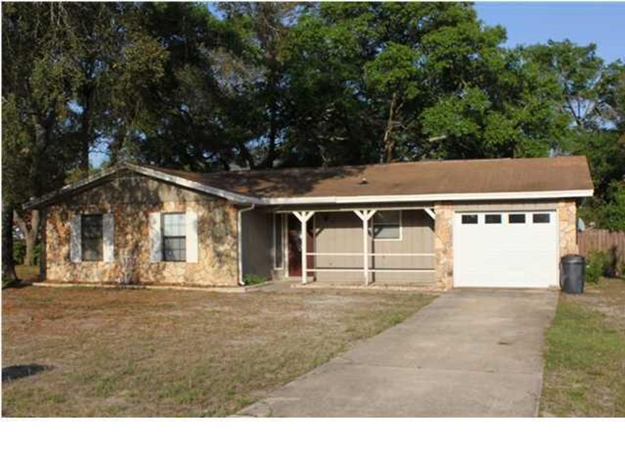 This 3 bedroom, 2 bath home features a large living room with cathedral ceiling and wood burning fireplace. The master bedroom has a walk-in closet and faces the privacy fenced back yard. The back yard space is excellent for entertaining with a large concrete patio area off of the living room. There are washer and dryer connections in the one car garage. Pets may be allowed with approval and $400 non-refundable pet fee.