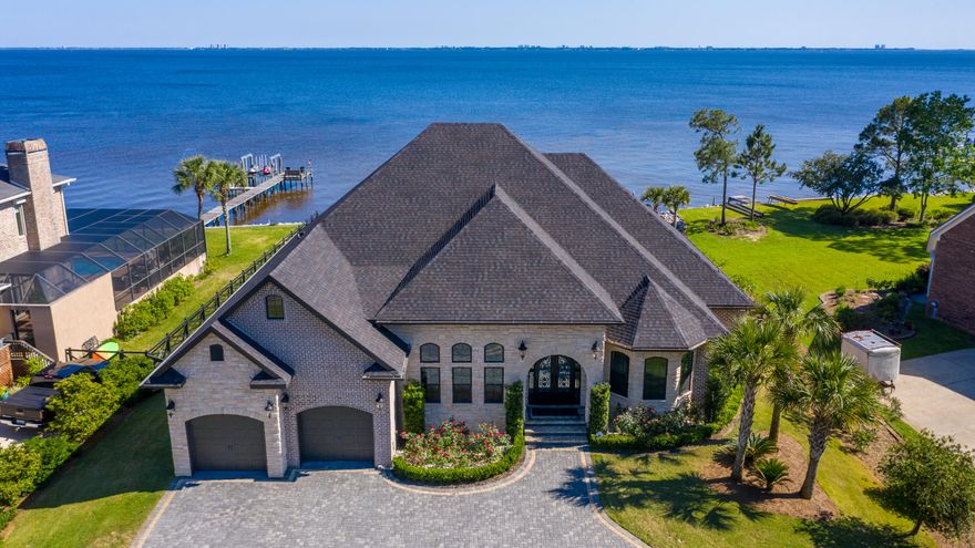 ASTONISHING WATERFRONT HOME-- One of a kind, meticulously custom designed & built home on the shores of Choctawhatchee Bay in Niceville with unobstructed views all the way to Destin & Crab Island.  Very spacious open floor plan, perfectly built to extend entertaining on the 45 ft covered outdoor living spaces with an outdoor kitchen, dining, and seating area accented with the gas fireplace, all overlooking the enclosed pool and the expansive Bay.   Dolphins run right off your dock every  morning and evening!  Just sit down, relax, sip your coffee, and watch out for them. Enjoy watching and listening to the wide variety of birds that are so much a part of the neighborhood. -- see how some of these aquatic birds dive into the bay at feeding time.