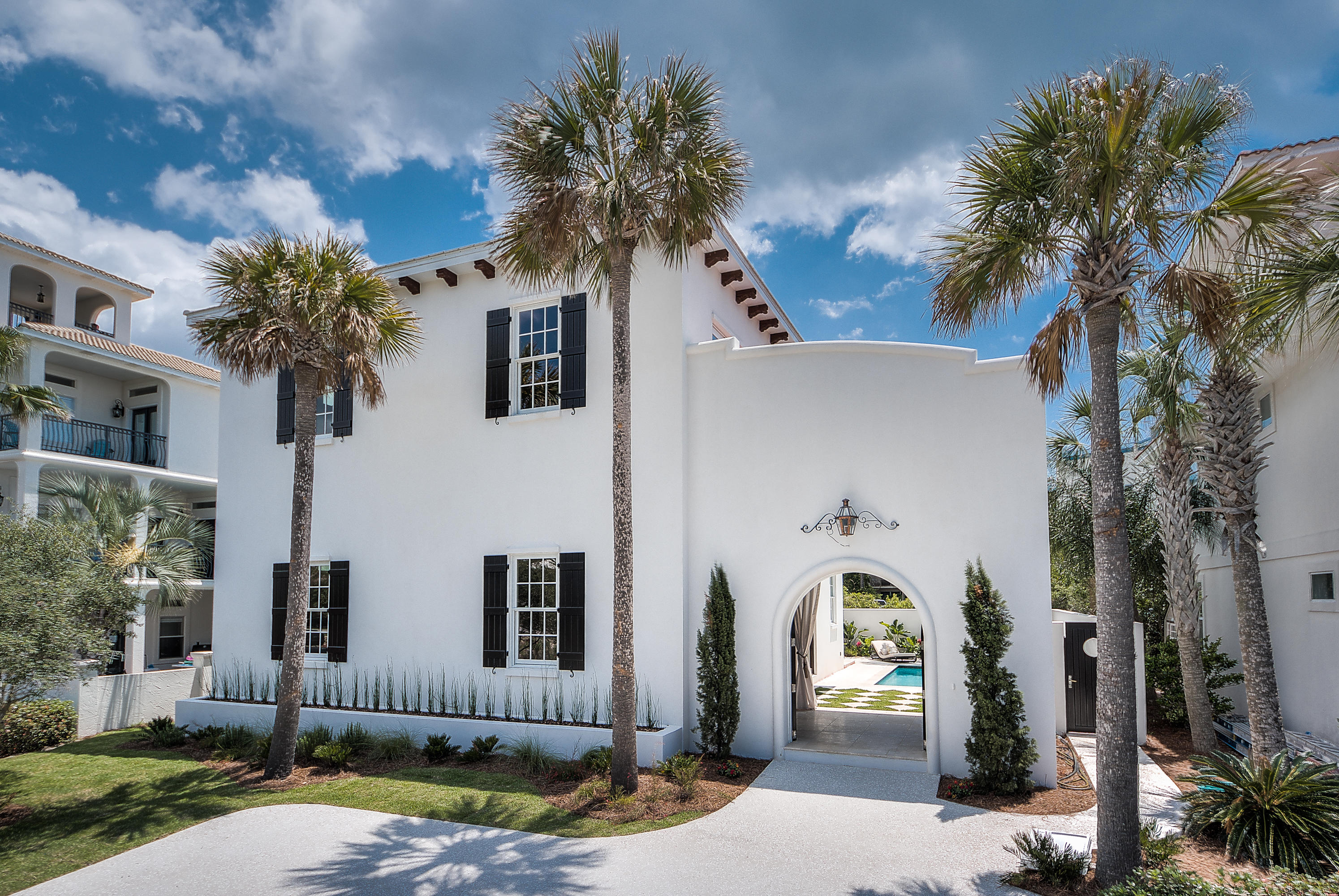 Lowest priced ''New'' gulf side home between Alys and Rosemary Beach located in the gated community of LongueVue on the last remaining lot in this 11 lot subdivision. This retreat is designed with the indoor/outdoor lifestyle in the form of landscaped open rooms. The architectural details include a dramatic double arch doorway, Gas light above entry way leading into to the outdoor Loggia featuring vertical Fanimation fan and bamboo ceiling overlooking the lush tropical setting with stone covered floors and steps leading to the pool and outdoor venues. Mahogany double glass doors lead to the entrance of the home featuring travertine stone floors throughout the first floor, o 6 burner gas stove, top of the line appliances open living spaces featuring a huge kitchen with Sub Zero refriger