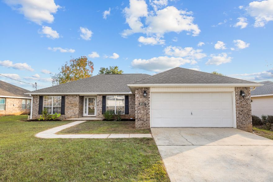 This beautifully updated 3-bedroom, 2-bath home in Navarre offers an unbeatable location just a five-minute walk to Navarre High School and a ten-minute walk to the YMCA, with quick access to Publix, Walmart, and Hwy 87 for an easy commute to I-10. Major updates include a roof replacement in 2021, an HVAC system replaced in May 2023 with UV sanitization and a smart thermostat, and a termite bond added in October 2025. The interior features Stain Master 20-mil LVP flooring throughout, all new paint, high ceilings, and updated light fixtures, ceiling fans, and matching hardware and hinges on every door. The kitchen offers a functional layout with a breakfast bar, breakfast nook, and dedicated dining area, along with a black single-basin sink, pantry closet, and a garbage disposal added in January 2024. The primary suite includes both a walk-in and traditional closet, an updated master shower, and a double vanity. The second bathroom has also been refreshed with updated tile, vanity, mirror, and toilet. Additional conveniences include a large-capacity washer and dryer purchased in 2023 and garage shelving for organized storage. A fire hydrant located behind the home and a storm drain in the front yard provide added peace of mind, with no flooding issues. With its prime central location and extensive list of upgrades, this home offers comfort, convenience, and long-term value.
*PRESENTED WITH STAGING FURNITURE*