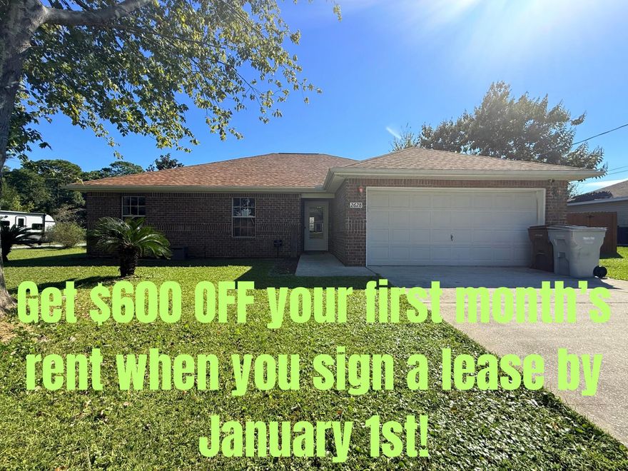 Get $600 OFF your first month's rent when you sign a lease by January 1st! Welcome home to this open and inviting 4-bedroom, 2-bathroom home perfectly situated on a desirable corner lot. You'll love the open floor plan and vaulted ceilings that create a bright and airy feel throughout the kitchen and living room.The kitchen features stainless steel appliances, modern lighting, and plenty of counter space for cooking and entertaining. Step outside to a fully fenced backyard, ideal for pets or outdoor gatherings, with a double gate for easy access and a large wood-stained deck perfect for relaxing or entertaining guests.With a two-car garage, beautiful mature trees in the front yard, and a convenient location close to shopping, schools, and parks, this home has it all!