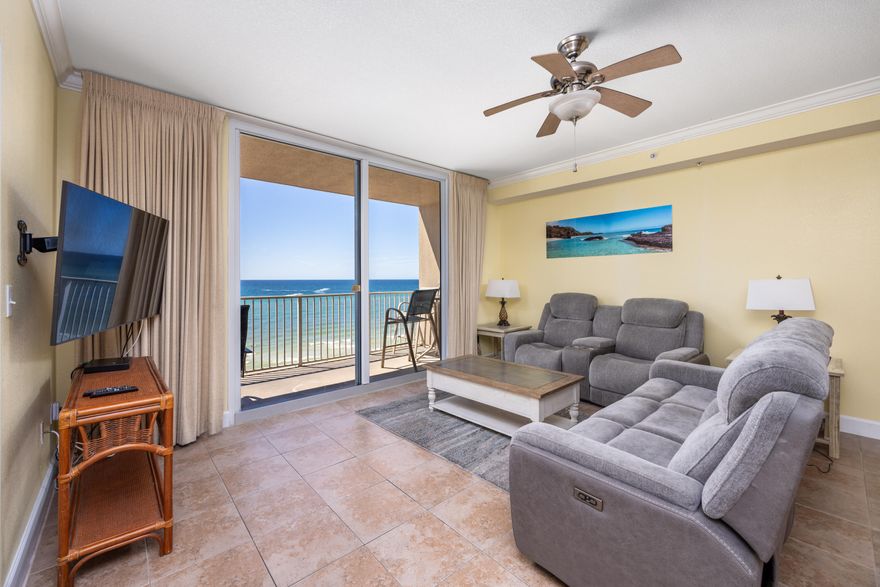 Imagine waking up to emerald Gulf waters from your spacious 1,593 sqft gulf-front retreat at 408 Tidewater Beach. Listed at just $522,500, this rare two-bedroom, two-bath condo boasts one of the largest floor plans in Panama City Beach. Step from your expansive master bedroom or living room onto a private balcony overlooking the shimmering Gulf. Perched on the 4th floor, you're at the perfect height to enjoy the sights and sounds of the coast--without the hassle of long elevator waits. The enormous guest bedroom easily sleeps four, while the fully equipped kitchen shines with stainless steel appliances. Tidewater Beach elevates your lifestyle with resort-style amenities: two gulf-front pools, an indoor heated pool, a gulf-front fitness center, beach service, Waves Bar and Grill, and a movie theater.  Located less than a mile west of Pier Park and under 10 miles east of Scenic Hwy 30A, this prime spot puts the best of Bay and Walton Counties at your fingertips. Priced at just $328 per square footwell below the PCB average for gulf-front two-bedroom condosthis aggressively priced gem offers unmatched value. Don't miss outthis gulf-front steal won't last long! Call your realtor today to schedule a tour.
