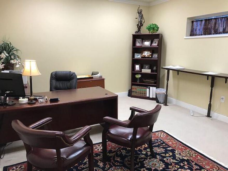 Professional office bldg (Trawick Reporting & Video) with a single private office for sublease. Tenant will have use of the common area copier and 2 conference rooms. Parking is located in the front, side, and rear of the bldg.