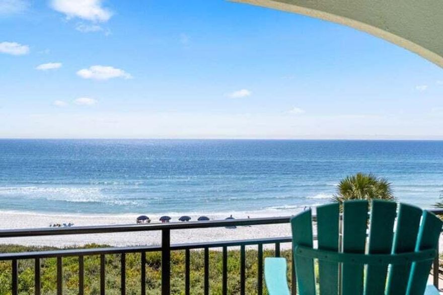 FRESH INTERIOR PAINT SCHEDULED. PRIDE OF OWNERSHIP in this immaculate Top floor condo A13 in Palms at Seagrove. NEWLY renovated a short while ago it boasts Quartz countertops, new natural textured cabinets, stainless appliances nestled in an open concept kitchen, living room combo. Newer tile floor that emulates wood flooring. Tastefully decorated from the bedroom furniture to the living room. Hall bunks add that sleeping capacity to six with the pull-out couch. Great gulf views from the kitchen and living room and a large balcony with amazing easterly and westerly views. Palms at Seagrove is a PRIVATE BEACH so you and your Guests enjoy the privacy and space this provides. Private access to the Beach only for this complex makes for a pleasant experience for those short-term rental guests  This unit did $90,000 in 2020 and maintains $60,000 gross. Self-rented at the moment. Sellers have owned for years and have enjoyed this condo with family memories and returning guests. A change of direction leads the sellers to sell so You be the new owners to enjoy this condo and reap the benefits of a solid association and great rental income. Come see for yourself! Book a private showing today! Buyer and Buyers agent to verify all measurements and anything deemed important.
