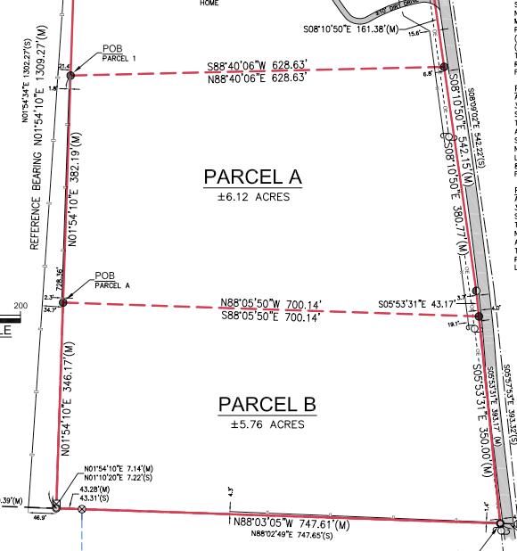 11.84 acres of vacant land to be split from the parent track