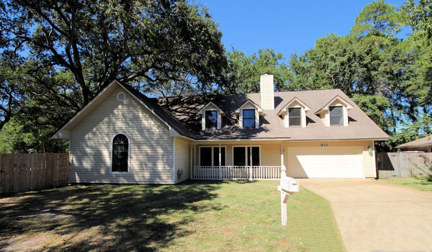 Fabulous cul-de-sac home with over 2600 sq. ft! This excellent location allows you to enjoy peace and quiet while being in close proximity to Eglin, Hurlburt Field, hospital, schools and the beaches of the Emerald Coast. Great open floor plan, prefect for entertaining with a gas-burning fireplace, a large kitchen, casual dining area, and office area. The eat-in kitchen (28' X 13') features a large island with breakfast bar and stainless appliances. There are two Master bedrooms, one conveniently located on the first floor with French doors leading out to screened patio. In addition, the 1st floor includes a laundry room and spacious pantry. On the 2nd floor there are two additional bedrooms with a full bath. The 2nd Master bedroom is complete with a full bath, 2 walk-in closets and a out balcony overlooking the pool and very large and private back yard OASIS! In addition, there is a bonus den/media-recreational area on the 2nd floor overlooking the living room. Also huge walk-in attic for more storage than you can ask for. Back down stairs, French doors off the spacious kitchen open to a large 23' X 16' screened patio with tile flooring (cable ready)  looking out to a large back yard with a cemented walk way leading and surrounding the in ground pool. The pool pump was replaced Nov 2015 and yard pump was replaced in 2014. The backyard includes mature trees allowing fabulous shading for entertaining. Newly painted, allows a blank canvas for new home owner. There is a two car garage with as-is refrigerator with lots of shelves and plenty of room for RV/boat parking on the side yard. Home Warranty included. Come and experience this home today.
