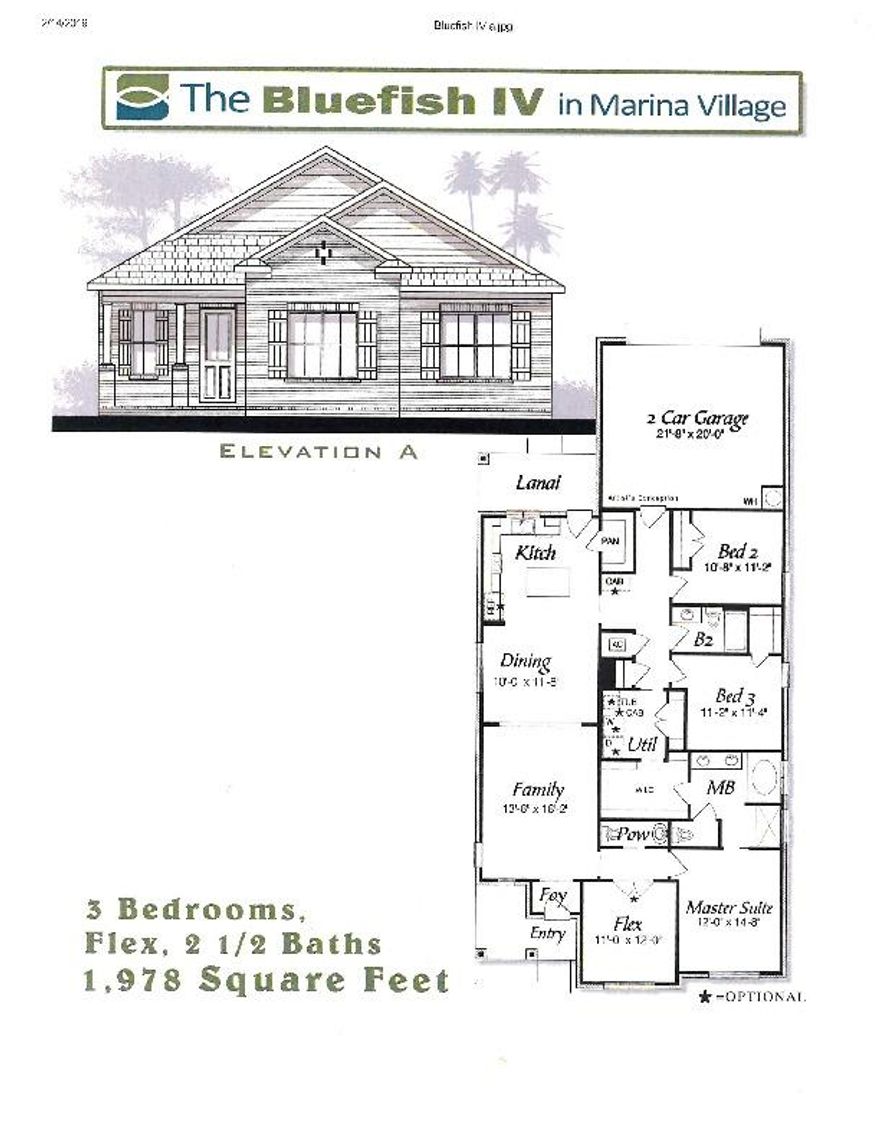 Marina Village is a private, quiet, bayou- coastal community with a pool, playground, and stocked ponds for catch and release fishing only. Marina Village has direct access to Lagrange Bayou via the Freeport Marina, which is the only full service marina in our area! The Bluefish IV floor plan has 1,978 sq.ft. with 3 bedrooms plus a flex room, and 2.5 baths. Brick exterior, low e-vinyl windows, covered entry, large covered rear porch, 2 car garage, and landscaping package with automatic sprinkler system are just a few of the exterior features of the home. Interior finishes include 9 ft ceilings, laminate, tile, and carpet floor coverings, brushed nickel fixtures, double vanity and walk-in closet in the master bath, granite counter tops, as well as upgrades to include 8 ft interior doors, kitchen back splash, cased windows in most of the home, tiled shower and tub deck in the Master Bath, crown molding in most of the home, flex room with solid painted doors, a laundry base cabinet with drop-in sink and granite counter top, floor plug in the family room, laminate flooring in the flex room, and a ceiling fan with light kit on the back lanai.
