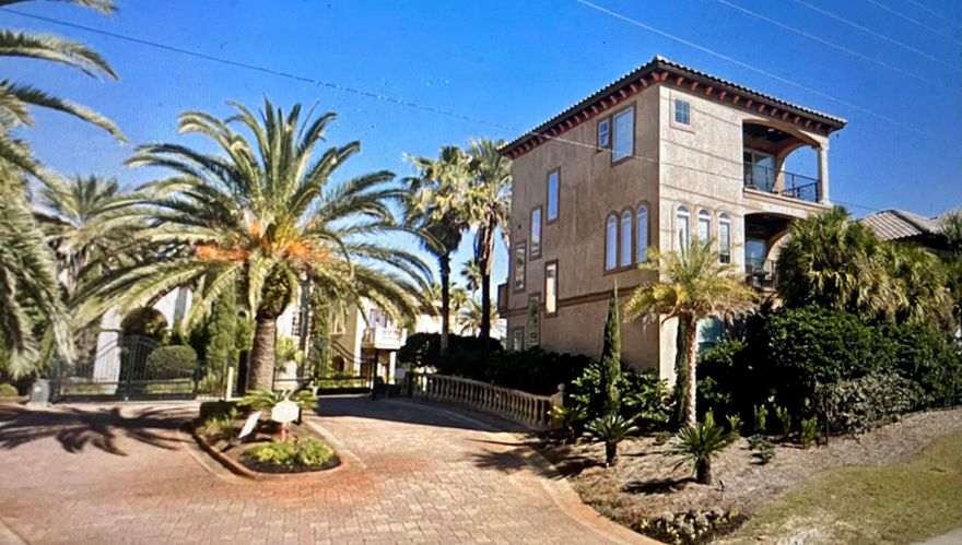 Class, Elegance and Style prevail in this Mediterranean dream home.  Perfectly positioned to capture views of the gulf from the private balcony off the master suite.  Not only does this home offer a chef's dream kitchen but also the perfect setting for a nice BBQ of the balcony.  This home provides sleeping for 10 and has extensive bookings already for 2021.  Details available.  Private beach community access directly across the Scenic Hwy 98.  Just footsteps to the white sand beaches and  a short drive to world renown shopping and restaurants.  Home sold turnkey including furniture, golf cart and leisure bikes.