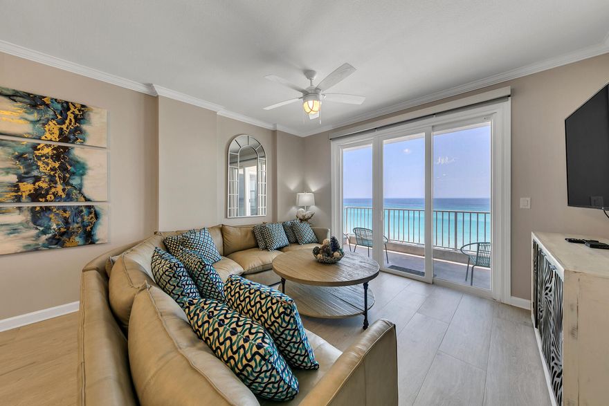 120K+ Price Improvement! Prepare to be Wowed by this Stunning Unique Condo with Spectacular Views of the Gulf from Multiple Rooms! The Versatility is Endless in this Lock-out Condo. Boasting Superb Rental Numbers renting as a 5 bed/4ba, 3 bed/2ba, or 2 bed/2ba. Rent one Side & Keep the other for yourself or open the French Doors between the 2 and make this 2727 sq. ft Paradise your Dream Home! New Remodel Features beauty & grandeur throughout this Luxury Condo with Many Lavish Accents. Walking in the entry door you are awed by the impressive fully tiled wall & beautiful Chandeliers. Continuing into either of the Sides you are immediately Dazed by the Emerald Green Waters inviting you to step out onto your private balcony & breathe in the salty air. Enjoy Lush & Comfort, You will
