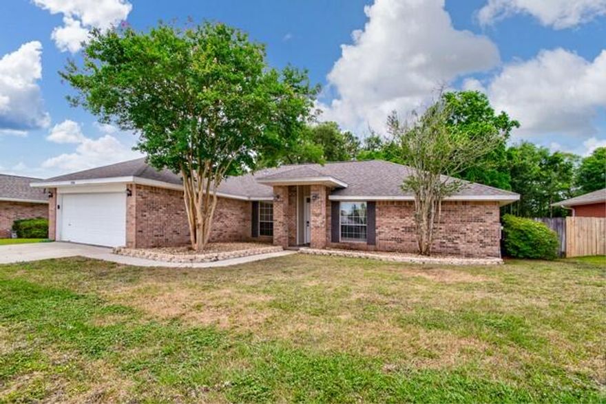 Great location! Great neighborhood and close to the bases. New roof in 2020 and new HVAC in 2021. This house features 3 bedrooms and 2 full baths. Kitchen comes equipped with all appliances, stainless steel refrigerator, smooth top stove, dishwasher, washer and dryer, along with microwave. Kitchen also features a pantry, breakfast bar and nook. There is a separate office, dining room and large family room all with hardwood floors. Master bedroom has separate closets and master bath has separate vanities.  Kitchen, bathrooms and laundry room have tile flooring. Wood faux blinds installed in 2020. House is also wired for security system but it is not active. Fully fenced back yard with a built-in tree house. Back patio is completely covered.  Septic tank was also pumped in 2020.  Call Today!