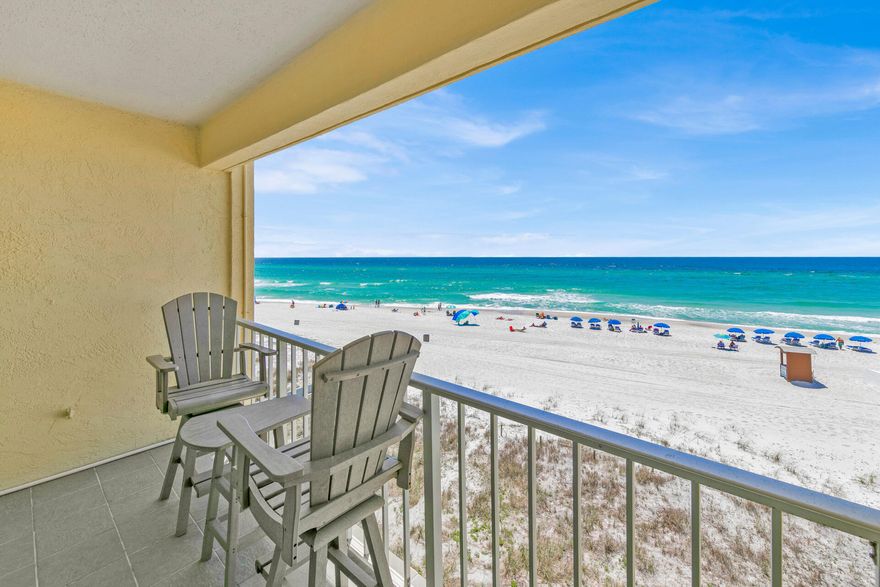 Breathtaking Views from this 4th floor Gulf Front Studio in Panama City Beach! Sit on your balcony, listen to the waves and enjoy the Sunsets. Gulf World is across the street and Pier Park is to the West for some shopping, dining and entertainment. Makes a perfect vacation spot for a long weekend as a second home or vacation rental investment property.