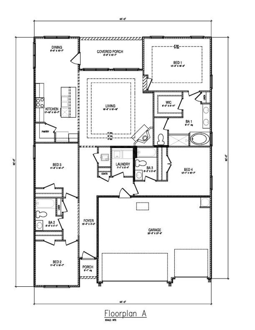 The Madison floor plan is a single story, 4 Bed, 3 Bath home with 3 car Garage.  As you enter the foyer you are greeted with two guest bedrooms and a shared guest bathroom. Across the hallway you will find the laundry room, linen closet, and a third guest bedroom.  The well-appointed kitchen overlooks the living area, dining room, and covered lanai. Entertaining is a breeze, as this popular single-family home features a spacious quartz kitchen island, dining area and a spacious pantry for extra storage.  The Primary bedroom is located off the living space in the back of the home for privacy and its bathroom impresses with double bowl vanity, spacious shower and soaking tub as well as a large walk in closet.
