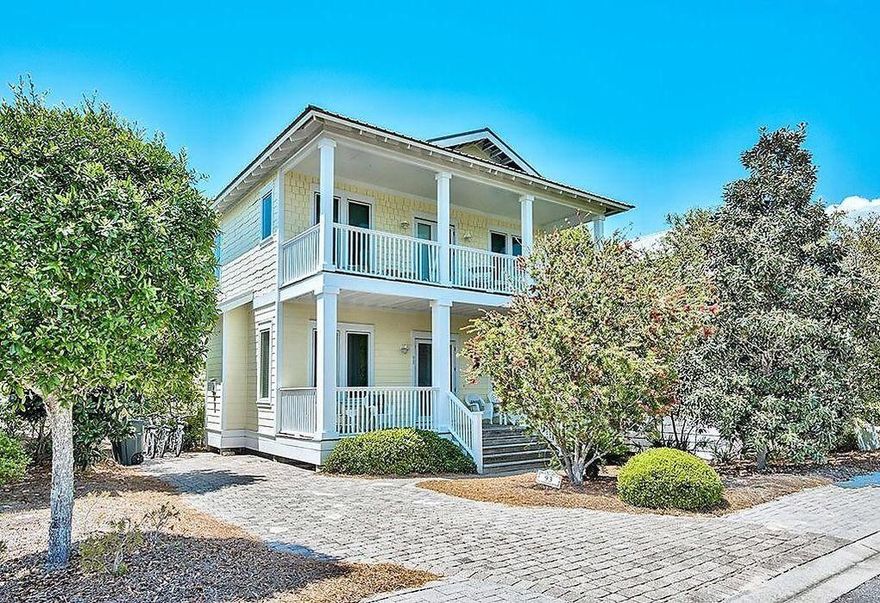 'Capital Gains' is a five bedroom beach retreat nestled inside the gated community of the Preserve at Grayton Beach. Conveniently nearby the community's gorgeous beach walkway and one of the neighborhood pools. The property boasts two master suites, two bunk rooms and a queen suite, sleeping up to 13 guests. Plus a full-sized laundry room. This home offers 10 foot ceilings on both floors and lives large. There is so much potential in this easy-to-update home, the layout is modern, open, and waiting for your personal touch. Includes a wraparound back porch and a second floor balcony. Just moments from the beautiful beaches of the Gulf of Mexico. Community amenities include a beach access walk, two community pools, tennis courts and a small workout facility.
